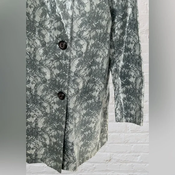 VTG Cole Haan Gray Lace Raincoat Jacket Details Sz S/M Rare Old Money Designer - Picture 7 of 13